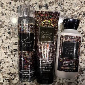 BBW A Toast To You 3 Pc Body Care Set - Mist, Body Cream, and Lotion